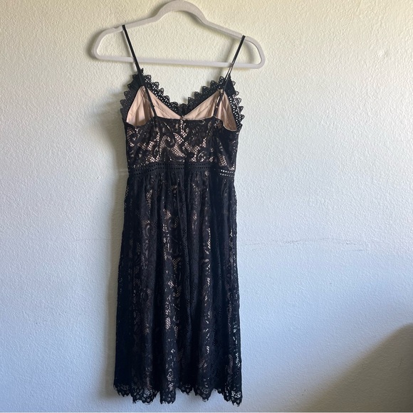 Altar'd State Black Lace Midi Dress with Nude Lace Overlay A-Line Size XS - Picture 3 of 14